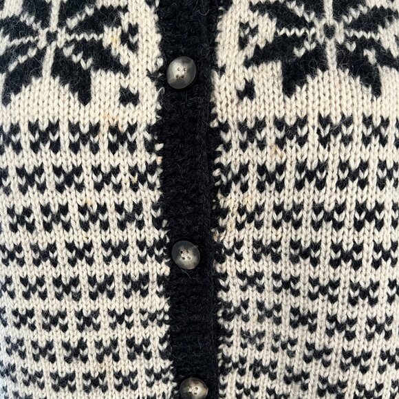 Point Zero Nicole Benisti Women's 100% Wool Cardigan Snowflakes Button-Up M - Picture 8 of 9